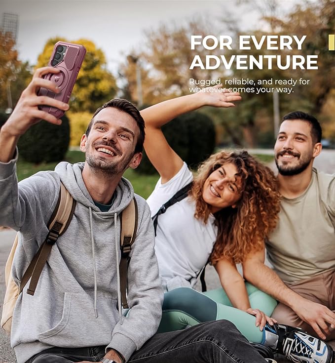 Dexnor for Samsung Galaxy S25 Case with Camera Cover & Adjustable Kickstand & Built-in Screen Protector, Magnetic Rugged Shockproof Bumper Cases Heavy-Duty Magnetic Protective Cover (2025),Maroon Red