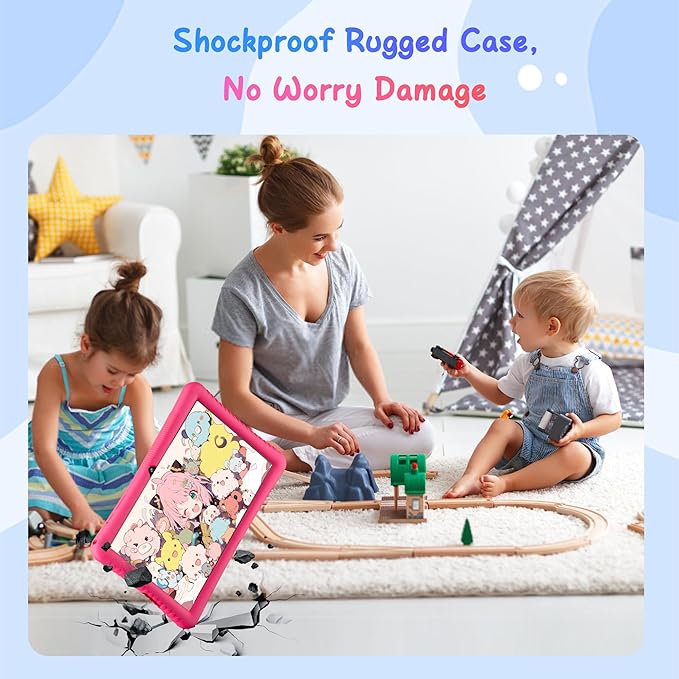 HAOVM Tablet 10 inch, 4G SIM Unlocked, Android 14 Tablet with SIM Card Slot, IPS Touch Screen, 2.0GHz Fast Processor,3GB+32GB+TF Expand,2.4G/5GHz WiFi,8MP Camera, GPS, Pink case