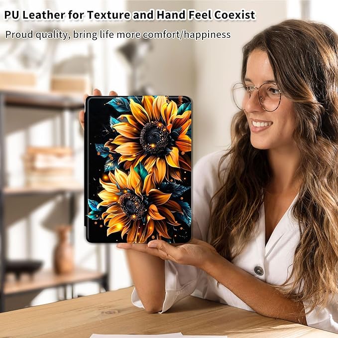 Case for Samsung Galaxy Tab S10 FE / S9 FE 5G 10.9 inch & Tab S9 11 inch, PU Leather 360° Rotating Stand Cover, Auto Sleep/Wake, Folio Smart Protective Cover, Sunflower 3