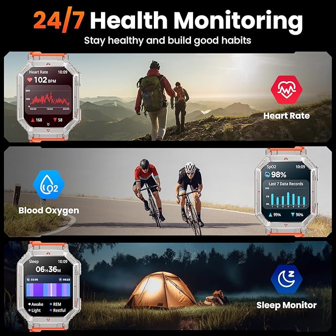 Military Smart Watch for Men with GPS/Compass,GPT Voice Assistant,Smartwatch with LED Flashlight,2.01"HD Display Bluetooth Call,Fitness Tracke with Multiple sports Modes,Compatible with Android & iOS