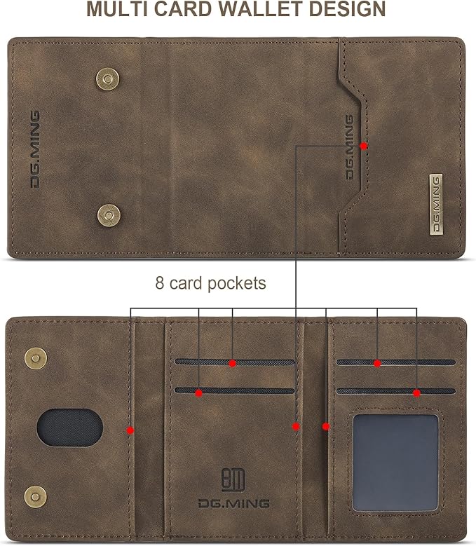 SZHAIYU M2 2 in 1 Detachable Leather Phone Cases for Samsung Galaxy S25 Ultra 5G Case Wallet with Card Holder Men 6.8'' (Coffee)