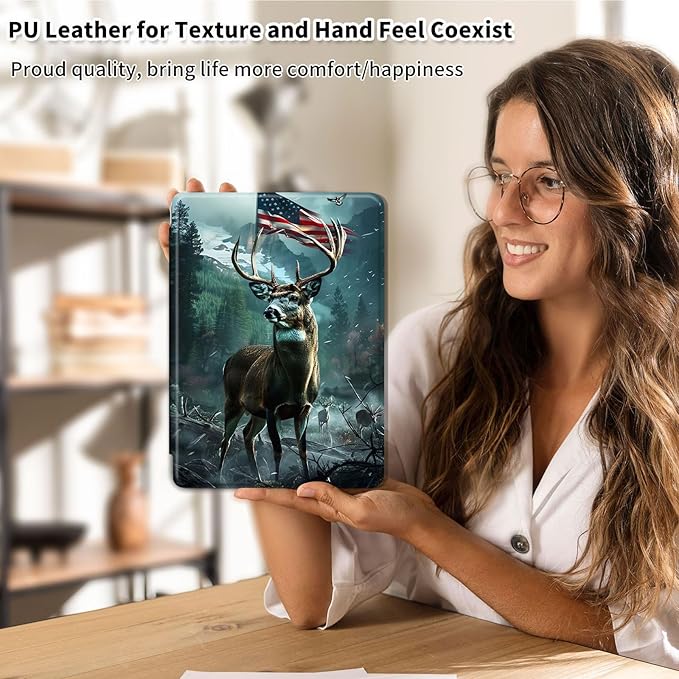 Case for Samsung Galaxy Tab A9+/A9 Plus 11 Inch 2023 Tablet Case, 360 Degree Rotating Folio Stand Smart Cover for Galaxy Tab A9+ Tablet SM-X210/X216/X218, Auto Sleep/Wake, Deer 2