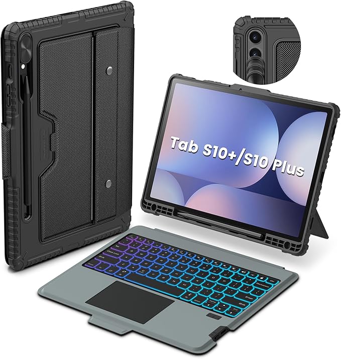 Nillkin for Samsung Galaxy Tab S9+ Plus Detachable Keyboard Case with 7 Backlit, Kickstand, Trackpad, S Pen Holder, for Samsung Tablet S10 Plus Keyboard (for Galaxy Tab S10 Plus - 12.4 inch)