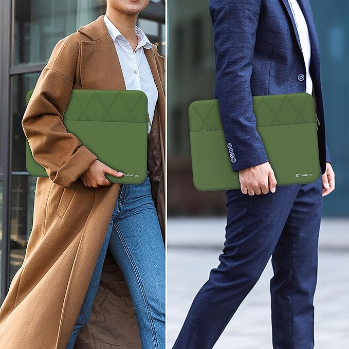 Smatree Laptop Sleeve for 13.5 inch Microsoft Surface Laptop 6/5/4/3, 13 inch Microsoft Surface Computer Case with Accessory Pocket, YKK Zipper, Patented Super Corner Design, Green (E413G)