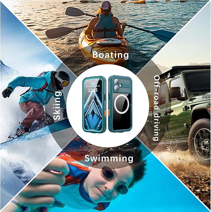 GOLDJU Magnetic for iPhone 17 Case-Waterproof, Built-in Screen & Camera Protector-IP68 Underwater Full Body 16FT Military Dropproof Shockproof Case for 17 6.3''- Blue