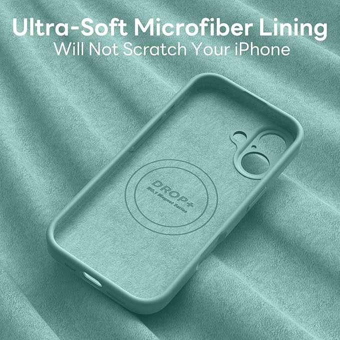 Vooii Magnetic Compatible with iPhone 17 Case (Compatible with Magsafe) (Upgraded Camera Protection) Liquid Silicone Shockproof Full Body Protective Phone Cover for Women Men, Pine Green, 6.3"