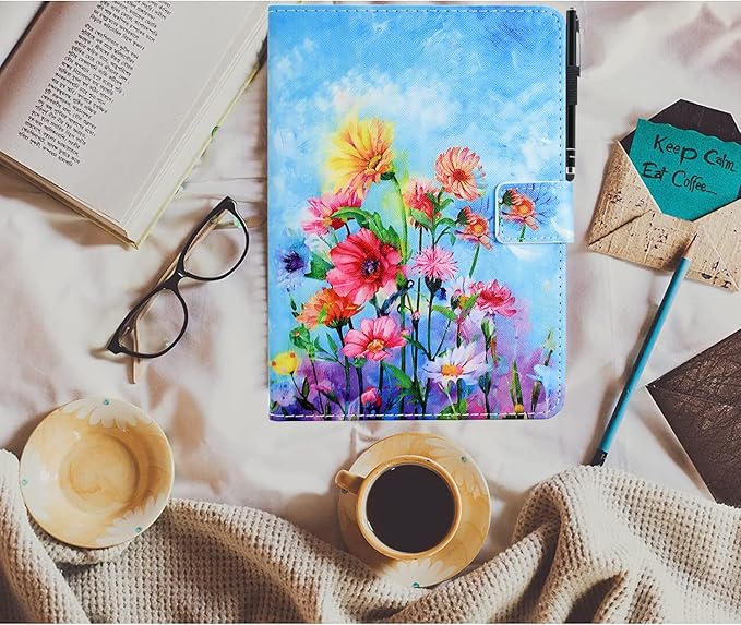 KEROM Case for Samsung Galaxy Tab A9+ Plus 11 Inch 2024 2023 (SM-X210/X216/X218), Slim PU Leather Stand Case Protective Cover for Galaxy Tab A9+/A9 Plus Tablet, Auto Wake/Sleep - Garden