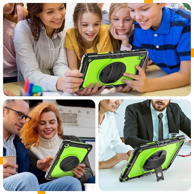 Timecity Case for Samsung Galaxy Tab A9 Plus 11 inch 2024 with Screen Protector, Full-Body Drop Protection Case with Rotating Stand, Hand/Shoulder Strap for Galaxy Tab A9+ (SM-X210/X216/X218) -Green