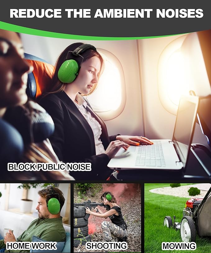 ZOHAN 019 Safety Earmuffs for Noise Reduction 2Pack - NRR 28dB Hearing Protection Ear Muffs for Working, Shooting, Mowing, Autism, Construction