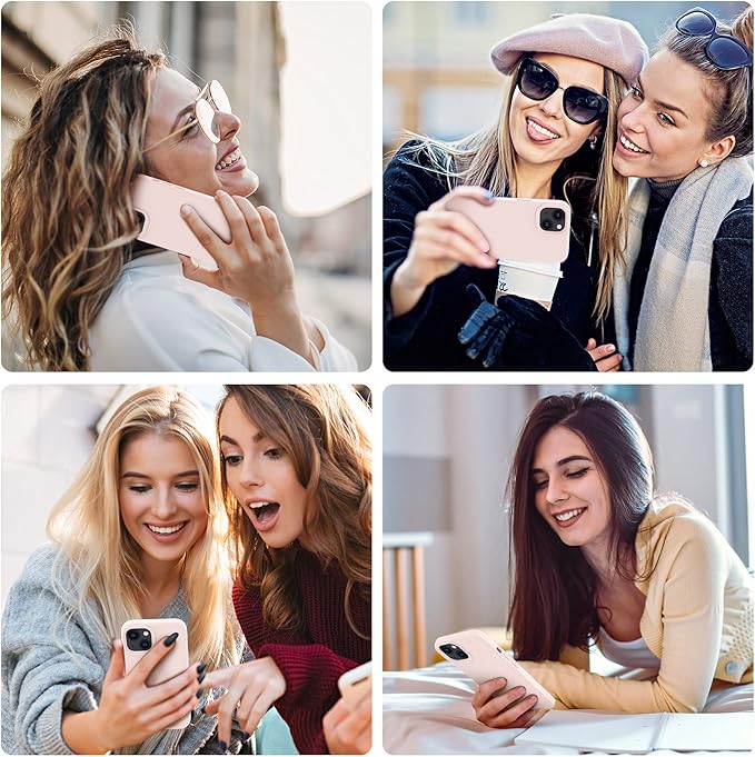 OTOFLY Designed for iPhone 14 Case, Silicone Shockproof Slim Thin Phone Case for iPhone 14 6.1 inch (Chalk Pink)