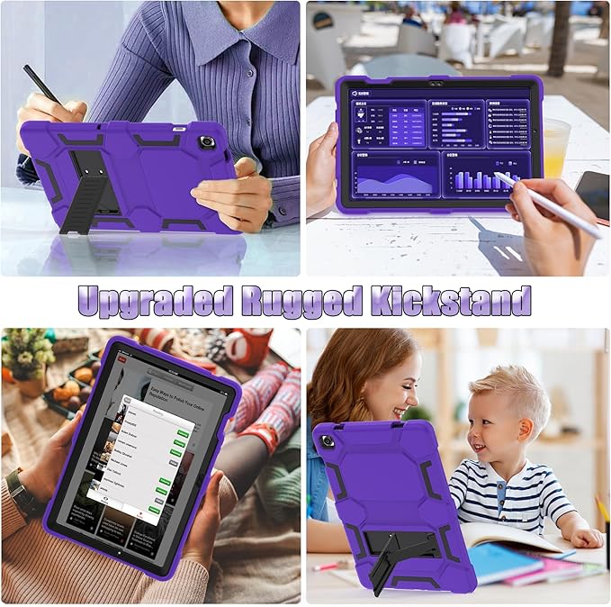 Rugged Case for Samsung Galaxy Tab A9+/ A9 Plus Case 11 inch 2023 - Heavy Duty Shockproof Protective Cover with Kickstand - for Samsung Galaxy Tab A9+ Plus (SM-X210/X216/X218), Purle+Black