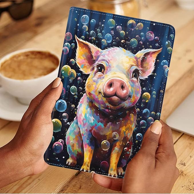 Case for Samsung Galaxy Tab A9 Plus 11 Inch 2023 Model (SM-X210/X216/X218), Slim Lightweight PU Leather Stand Cover with Auto Wake/Sleep, Watercolor Art Cute Pig
