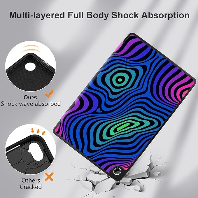 MEEgoodo Case for Samsung Galaxy Tab A9 Plus 11 inch Cover 2024 2023 with S Pen Holder, A9+ Smart Tablet Cases with Leather Trifold Stand+Soft TPU Back Shell+Smart Auto Wake/Sleep, Abstract Ripple