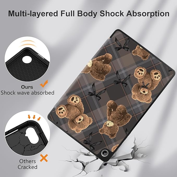 MEEgoodo Case for Samsung Galaxy Tab A9 Plus 11 inch Cover 2024 2023 with S Pen Holder, A9+ Smart Tablet Cases with Leather Trifold Stand+Soft TPU Back Shell+Smart Auto Wake/Sleep, Cute Little Bear
