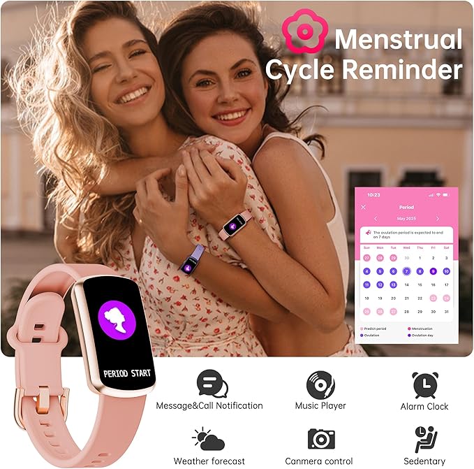 Health Fitness Tracker with 24/7 Heart Rate, Smart Watch with Blood Pressure and Blood Oxygen Monitor, Bulit-in 120+ Sport Mode, Sleep Tracking Waterproof Activity Tracker for Women Men (Pink)