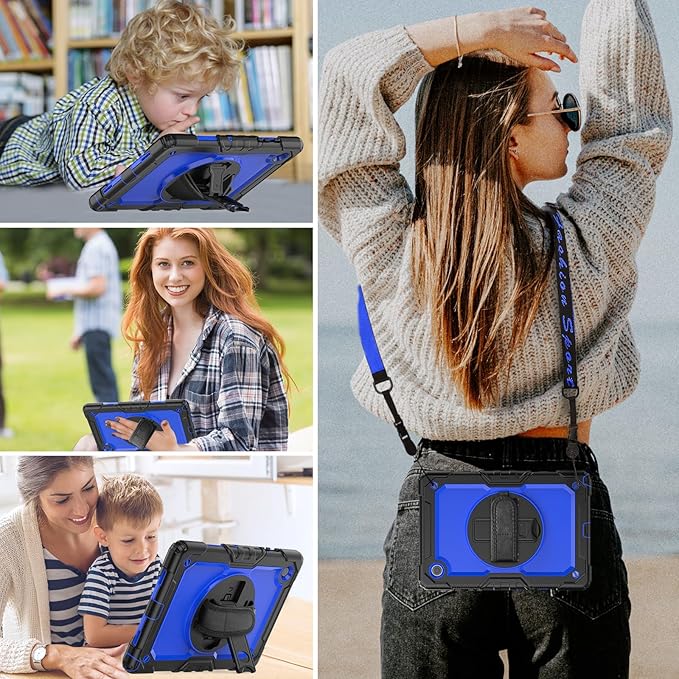 HXCASEAC Case for Samsung Galaxy Tab S6 Lite 10.4 inch, Protective with Screen Protector/Hand Strap/S Pen Holder, Shockproof S6 Lite Tablet Case 2024/2022/2020 SM-P610 SM-P613 SM-P620 - Blue