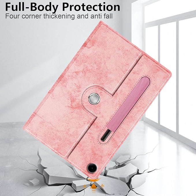 Case for Samsung Galaxy Tab A9 Plus/Galaxy Tab A9 + 11 Inch 2023 SM-X210/X216/X218 Tablet,360° Rotating Stand Cover with Auto Sleep/Wake,Pink