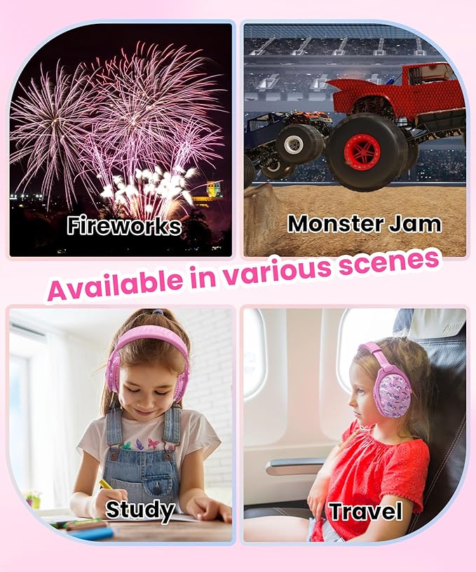 ZOHAN EM030 Kids Ear Protection, Noise Cancelling Headphones Ear Muffs for Autism Sensory, Safety Noise Reduction Hearing Protection for Monster Truck/Concerts/Fireworks/Air Shows