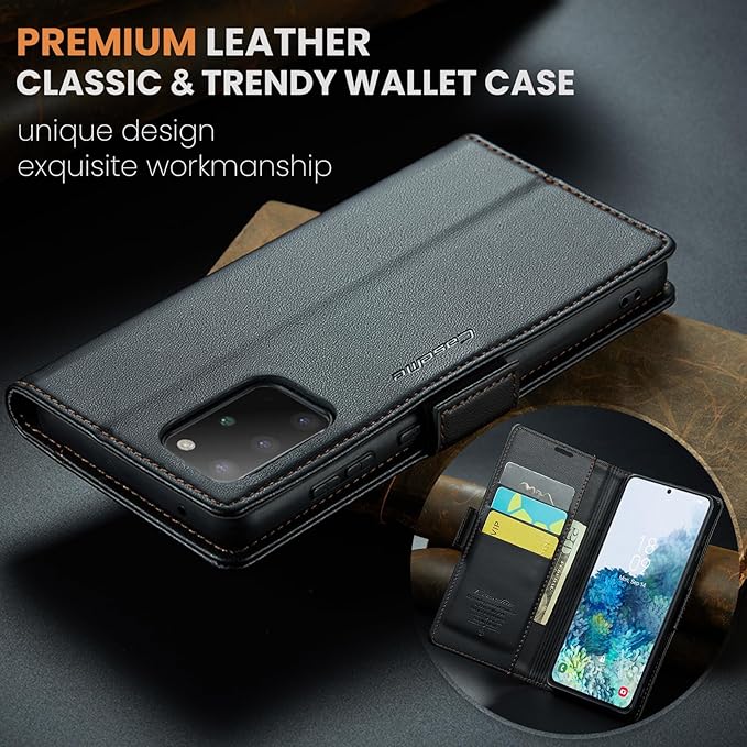 Case for Samsung Galaxy S20 Plus Wallet Case, RFID Blocking PU Leather Flip Folio Cover Card Holder Kickstand Shockproof Phone Case Compatible with Samsung Galaxy S20 Plus, Black