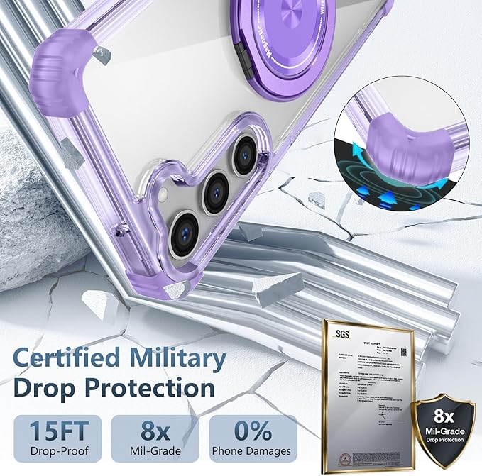 Magnetic for Samsung Galaxy S23 Plus Case Compatible with MagSafe Wireless Charging,with Screen Protector,for S23+Plus Case Built-in Kickstand Shockproof Military Grade Drop Protection Purple