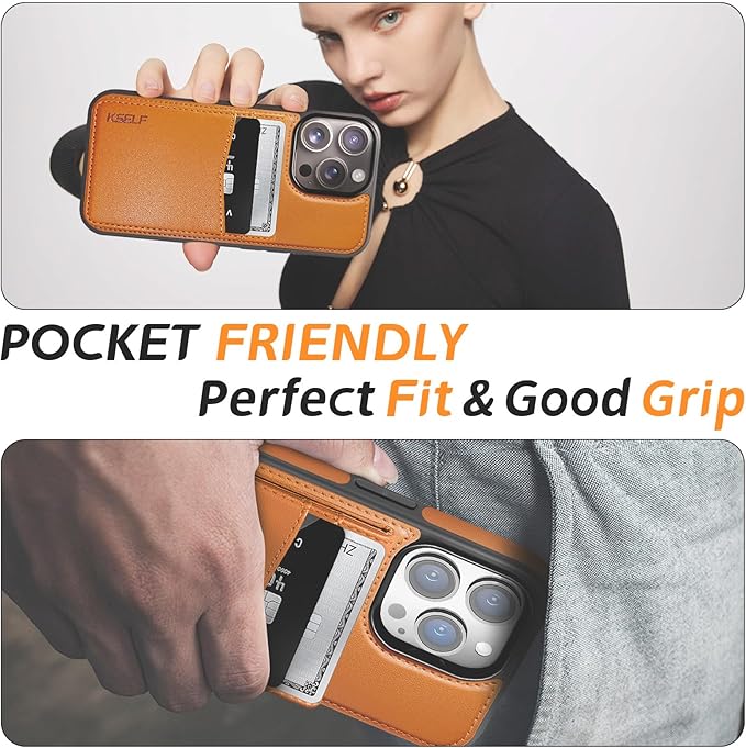 for iPhone 16 Pro Max Leather Wallet Case, Compatible with Magsafe, 2 in 1 Detachable Magnetic Card Holder, RFID Blocking Kickstand Credit Slots Flip Case for Men Women, Brown