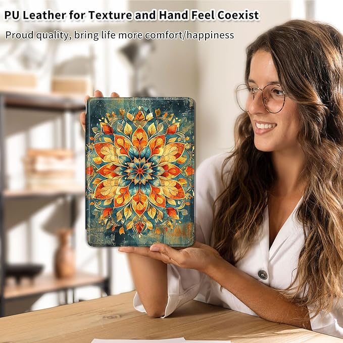 Case for 12.4 inch Galaxy Tab S10 Plus Case (2024), Galaxy Tab S9 Plus Case (2023), 360 Degree Rotating Folio Stand Smart PU Leather Cover, Auto Sleep/Wake, Mandala