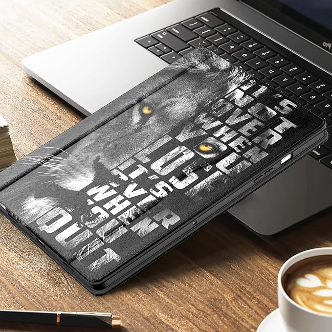 OKP Case for Samsug Galaxy Tab A9+ Plus 11 inch 2024(SM-X210/X216/X218), PU Leather Folio Cover with Multi-Angle Stand//Pen Holder, Auto Wake/Sleep Case for Galaxy A9+ 11" Tablet (Lion)