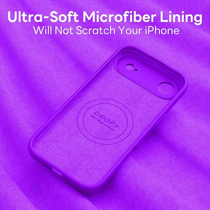 Vooii Magnetic Compatible with iPhone Air Case (Compatible with Magsafe) (Upgraded Camera Protection) Liquid Silicone Shockproof Full Body Protective Phone Cover for Women Men, Neon Purple, 6.5"