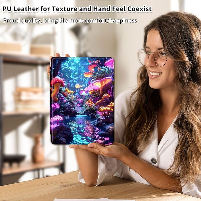 Case for Samsung Galaxy Tab A9 8.7 Inch 2023 Tablet Case, 360 Degree Rotating Folio Stand Smart Cover for Samsung Galaxy Tab A9 Tablet, Auto Sleep/Wake, Glowing Mushroom