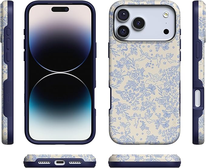 Casely iPhone 17 Pro Case | Cupid's Canvas | Periwinkle Floral | Compatible with MagSafe | Bold Protective Design