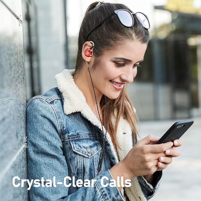 Vibes 202M Wired Earbuds - HiFi in Ear Monitor Headphones - Noise-Isolating Ear Buds w/ Mic - Clear Sound, Deep Bass & Comfort-Fit Gaming Earphones - MMCX to 3.5mm & Silver Plated Cord, Carrying Case