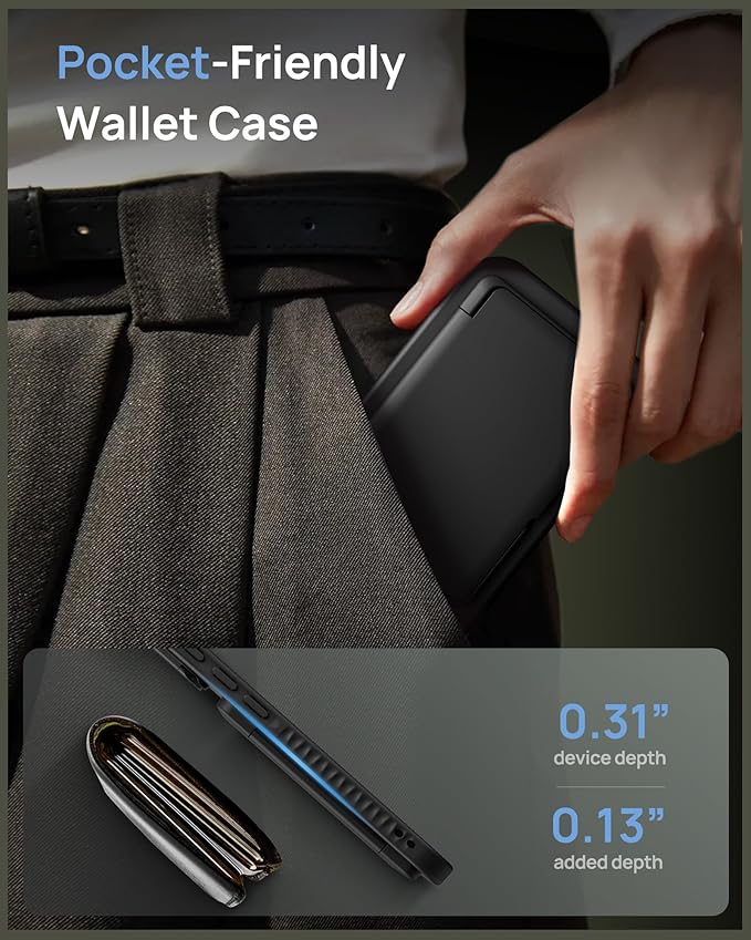 for iPhone 16 Case Wallet, Built-in Stand & Card Holder & Camera Lens Cover, Full Body Protective Rugged Multifunctional Kickstand Heavy Duty Phone Cover Case for iPhone 16 6.1" 2024, Black