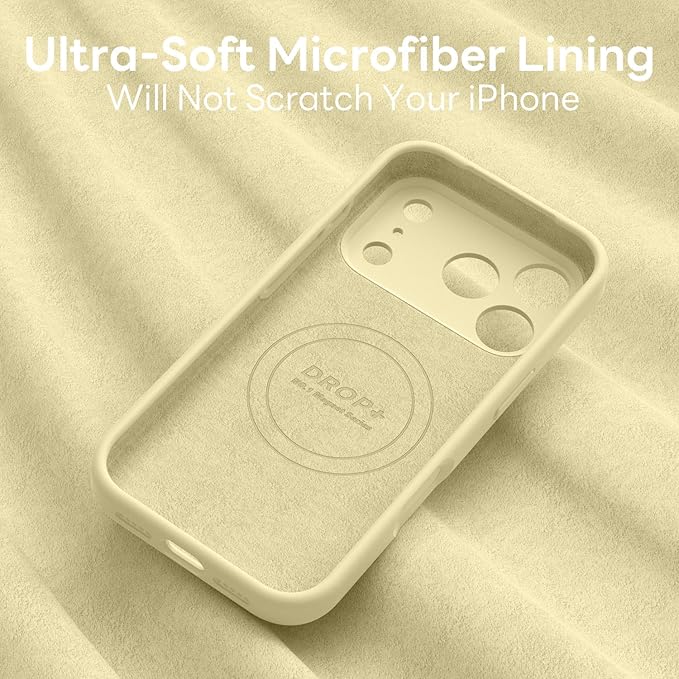 Vooii Magnetic Compatible with iPhone 17 Pro Max Case (Compatible with Magsafe) (Upgraded Camera Protection) Liquid Silicone Shockproof Full Body Protective Phone Cover for Women Men, Creamy Yellow