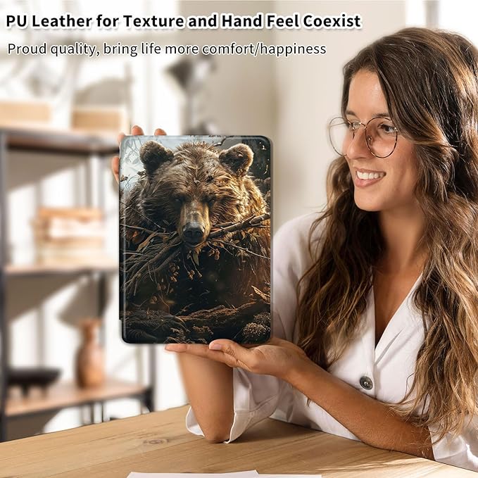 Case for Samsung Galaxy Tab S10 Ultra/Tab S9 Ultra 14.6-Inch, 360 Degree Rotating Folio Stand Smart Cover for Galaxy Tab S10 Ultra/ S9 Ultra 14.6'', Auto Sleep/Wake, Brown Bear