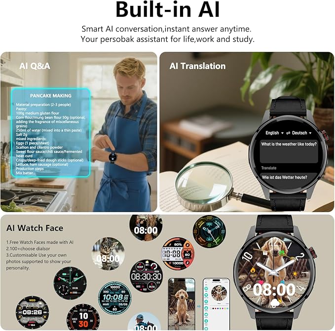 Smart Watches for Men,1.46" Fitness Tracker (Make Calls/Text),GPS and Offline Maps Navigation,5 Satellite Systems,Health,Compass/Altitude/Barometer,100+Sports Mode for Android iOS with 2 Straps