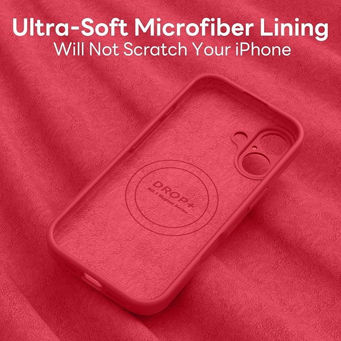 Vooii Magnetic Compatible with iPhone 17 Case (Compatible with Magsafe) (Upgraded Camera Protection) Liquid Silicone Shockproof Full Body Protective Phone Cover for Women Men, Red, 6.3"