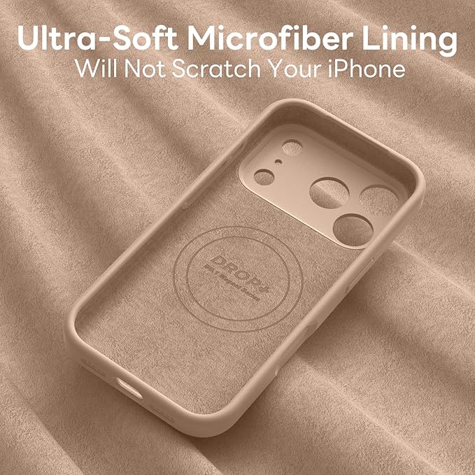 Vooii Magnetic Compatible with iPhone 17 Pro Max Case (Compatible with Magsafe) (Upgraded Camera Protection) Liquid Silicone Shockproof Full Body Protective Phone Cover for Women Men, Light Brown