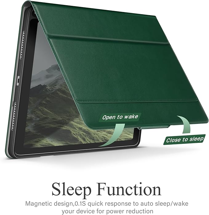 auaua Case for iPad (A16) 11th Generation 11 Inch 2025, iPad 10th Generation 10.9 Inch 2022, with Pencil Holder and Pocket, Typing Angle Muti-Stand Magnetic Closure Auto Sleep/Wake (Green)