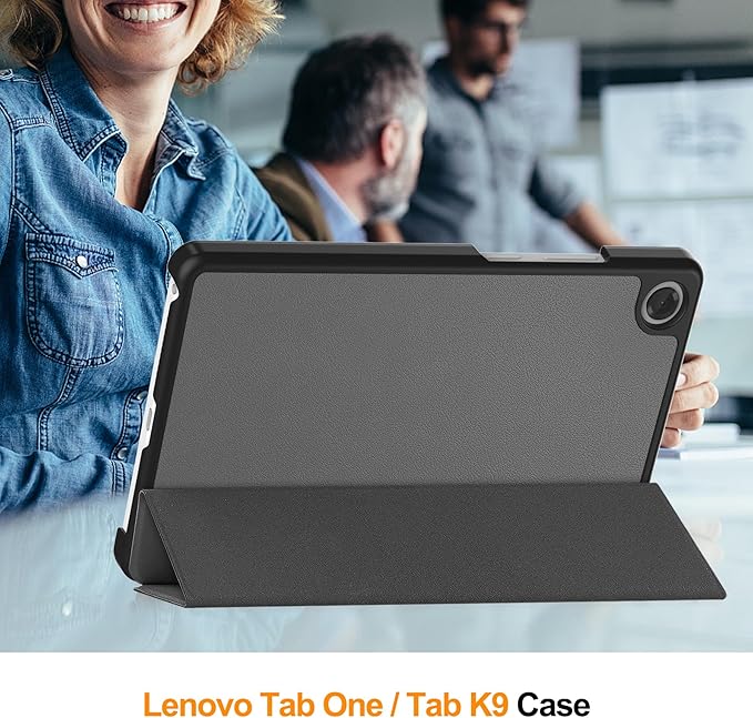 Case for Lenovo Tab One 8.7'' / Tab K9 Case, Folding Folio Ultra-Thin PU Leather Stand Case Cover with Auto Wake/Sleep for Lenovo Tab K9 8.7 Inch Gray