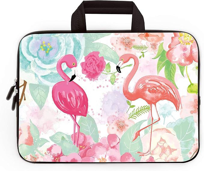 11" 11.6" 12" 12.1" 12.5" inch Laptop Carrying Bag Chromebook Case Notebook Ultrabook Bag Tablet Cover Neoprene Sleeve Fit Apple Macbook Air Samsung Google Acer HP DELL Lenovo Asus (Cute Flamingos)