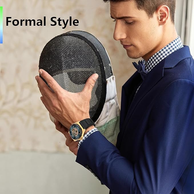 Bebinca Smart Watch for Men Compatible with iPhone Samsung Android Phone, 1.32'' HD Screen IP68 Waterproof Bluetooh Fitness Tracker Heart Rate/Sleep Monitor(Black-Gold)