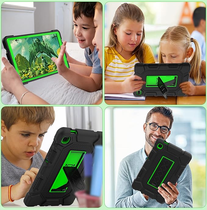 Rantice Samsung Galaxy Tab A7 Case with Kickstand, Shockproof Rugged Tablet Case for Galaxy Tab A7 (SM-T220/T225), Black+Green