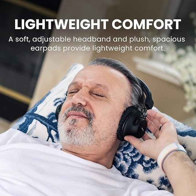 Avantree Audition 3 - Bluetooth Over-Ear Headphones with Wireless Charging Dock, 50H Battery, aptX-Adaptive, Clear Voice, Compatible with Samsung Smart TVs