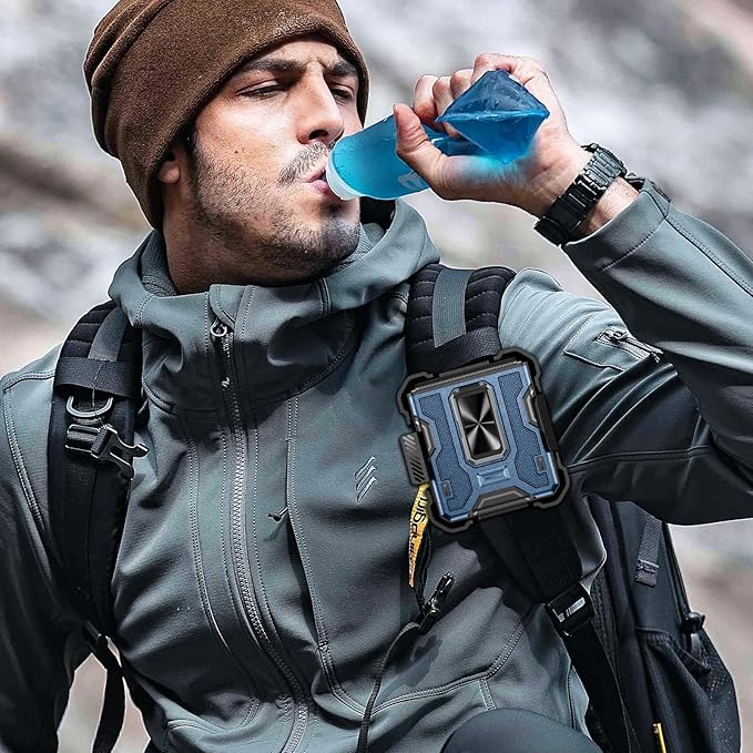 VEGO for Samsung Flip 7 Case with Belt Clip Holster, Hinge Protection Case with 360° Ring Kickstand & Camera Screen Protector Heavy Duty Protective Armor Cover for Galaxy Z Flip 7 - Blue