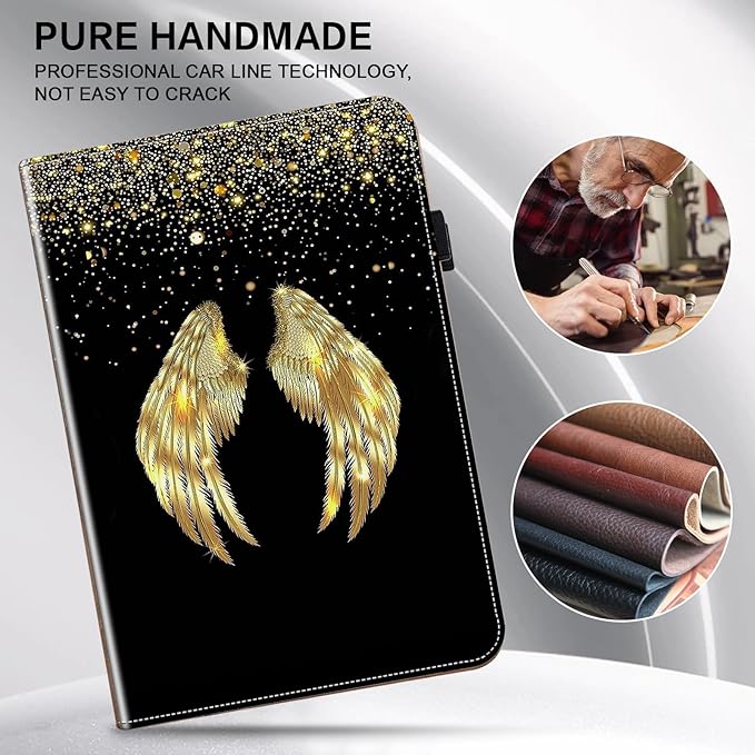 ALILANG Case for Lenovo Tab P12 12.7 inch 2023 (TB-370FUC) Tablet Cases, Ultra-Thin Lightweight Folio Shockproof Folding Stand Protector Cover for Lenovo Tab P12 -Gold Wings