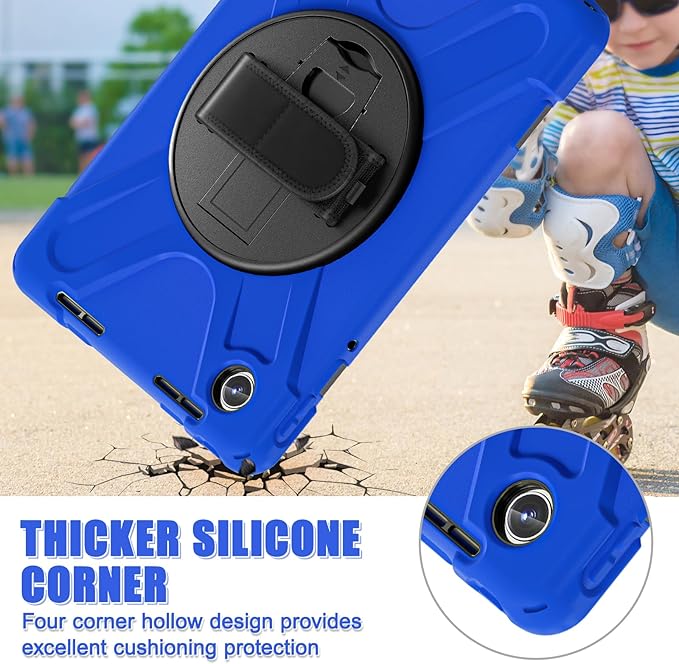 TSQQST Case for Lenovo Tab M11/ Tab K11 LTE 11" 2024 TB-330FU/TB330XU for Kids | Full Body Protection Case with Swivel Stand Hand Strap Shoulder Strap for Lenovo Xiaoxin Pad 2024 (TB331FC) | Blue