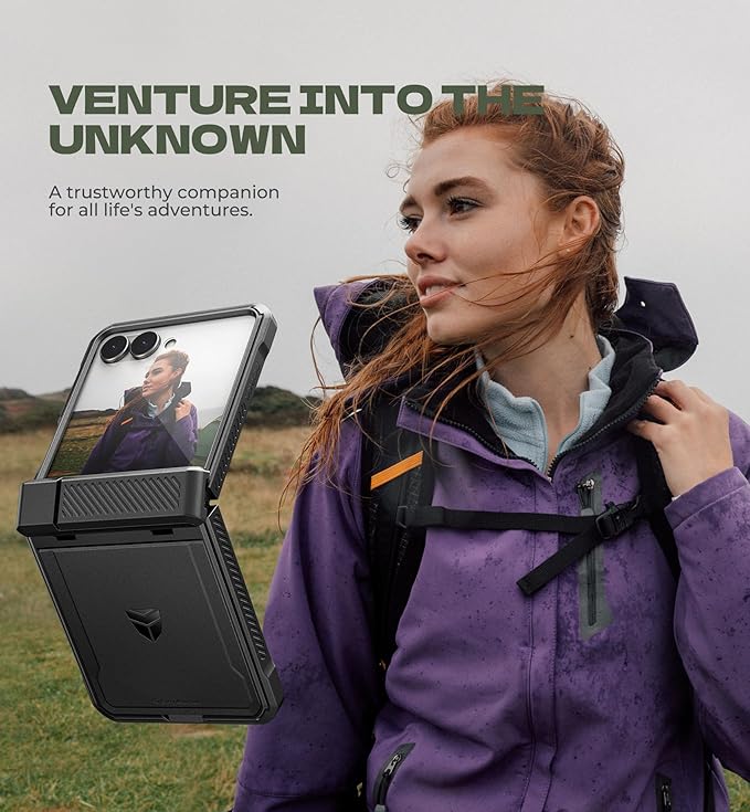 Dexnor for Samsung Galaxy Z Flip 7 Case with Dual Kickstands & Auto-Close Hinge Protection & Screen Protector, Full-Body Rugged Shockproof Protective Cover Bumper Cases for Galaxy Z Flip 7,Black