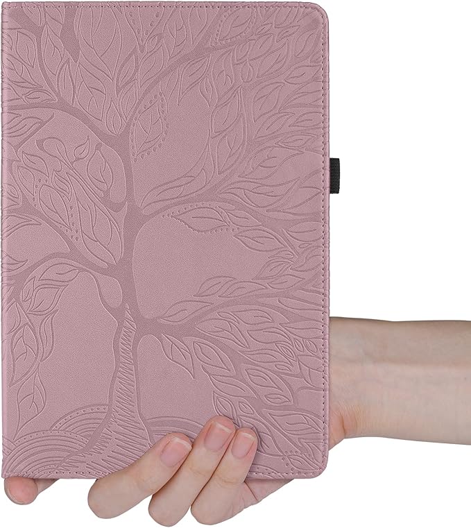 Rotating Case for Samsung Galaxy Tab A7 10.4'' 2022/2020 PU Leather Protective Cover Lightweight Flip Stand with Card Holder for Galaxy Tablet Model T500/T503/T505/T507-Rose Gold
