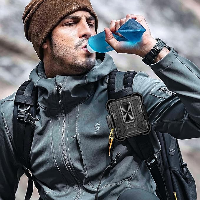 VEGO for Galaxy Z Flip 7 Case, 360° Rotatable Ring Kickstand & Belt Clip Holster & Tempered Glass Camera Screen Protector & Hinge Protection, Shockproof Case for Samsung Flip 7 5G - Black