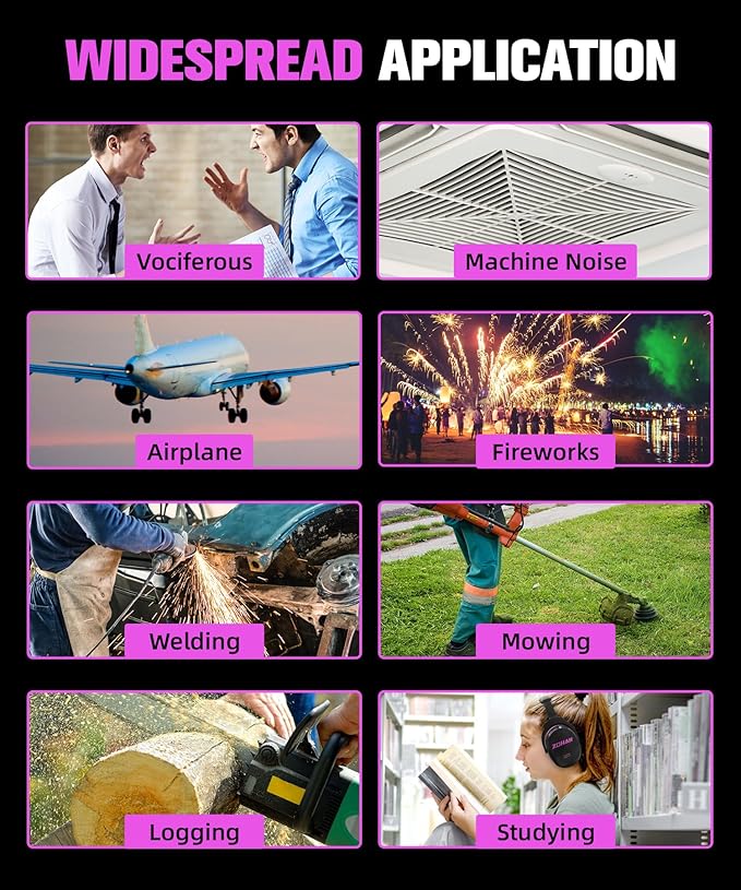 ZOHAN 012 Noise Reduction Earmuffs 2 Packs for Hearing Protection, NRR 28dB Adjustable Safety Ear Muffs for Mowing, Autism